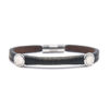 Bracelet en cuir tressé artisanal pour homme Gavial avec un design classique et original. Made in France, haut de gamme. Couleur gris anthracite. Fabriqué en France.