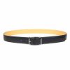Ceinture pour homme en cuir artisanal Choucas. Made in France, haut-de-gamme. Couleur noir avec boucle chromée. Fabriquée en France.