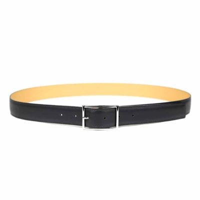 Ceinture pour homme en cuir artisanal Choucas. Made in France, haut-de-gamme. Couleur noir avec boucle chromée. Fabriquée en France.