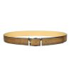 Ceinture pour homme en cuir artisanal Milan. Made in France, haut-de-gamme. Couleur marron/beige dit havane avec boucle chromée. Fabriquée en France.