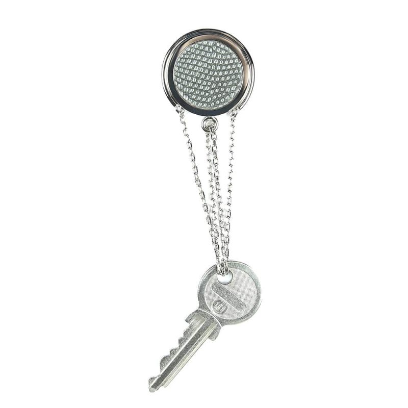 Porte-clé en cuir artisanal et métal Loriot. Made in France, haut de gamme. Couleur noir et argent. Fabriqué en France.