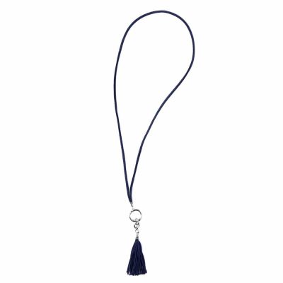 Collier en cuir artisanal pour femme Pélican avec boucle argentée. Made in France, haut de gamme. Couleur bleu marine et argent. Fabriquée en France.
