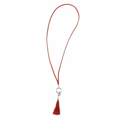 Collier en cuir artisanal pour femme Pélican avec boucle argentée. Made in France, haut de gamme. Couleur orange potiron et argent. Fabriquée en France.