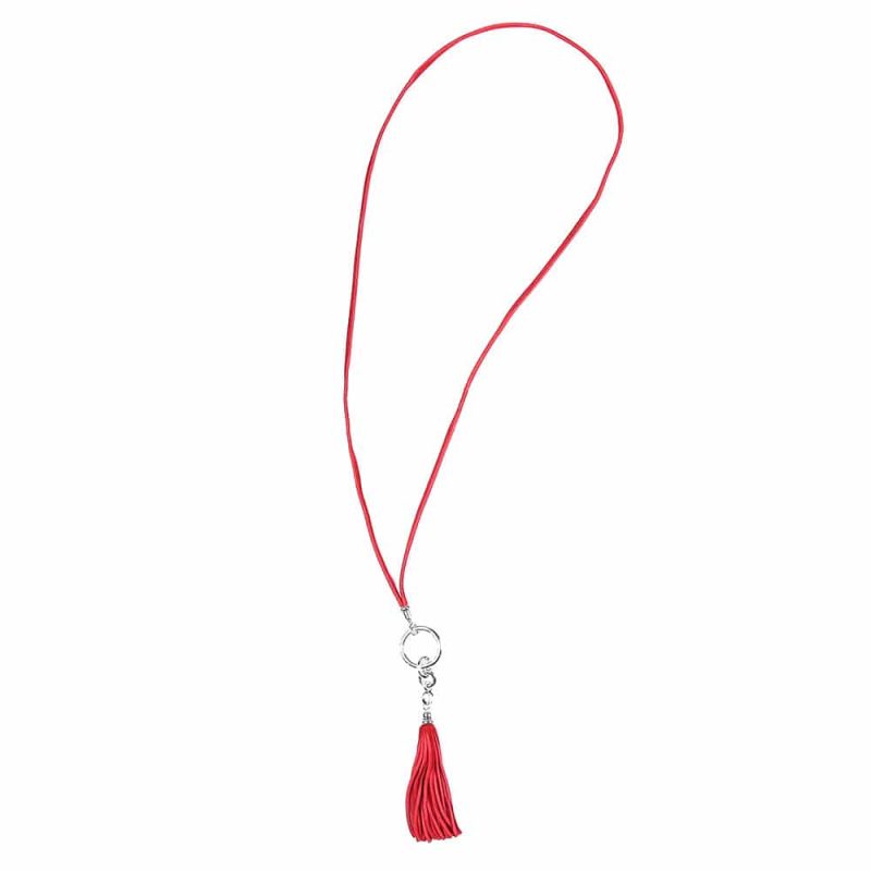 Collier en cuir artisanal pour femme Pélican avec boucle argentée. Made in France, haut de gamme. Couleur rouge et argent. Fabriquée en France.