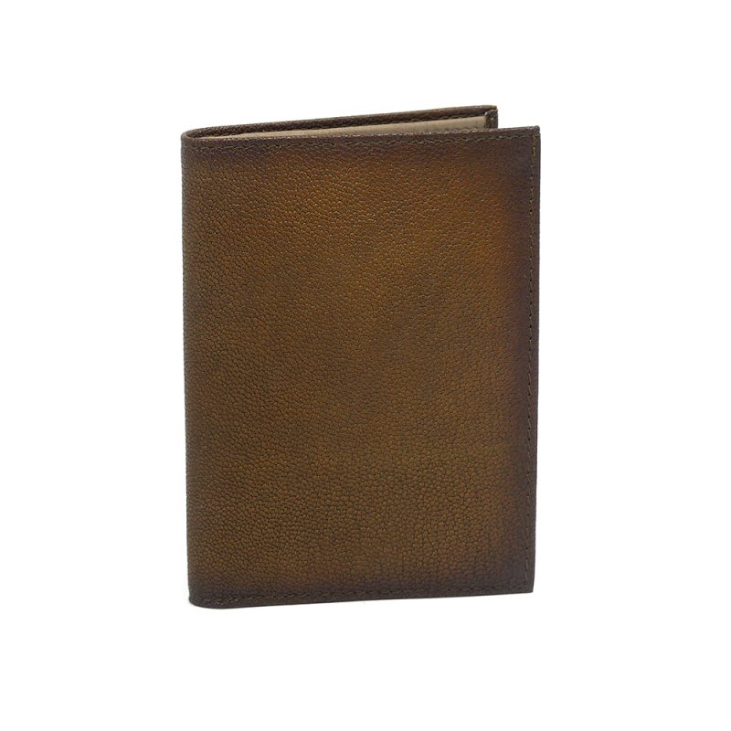 Portefeuille en cuir grainé couleur pain brulé artisanal Cormoran. Made in France, haut de gamme. Fabriqué en France.