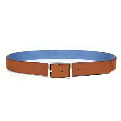 Ceinture en cuir artisanal pour homme Coyote. Made in France, de luxe. Couleur marron gold. Fabriquée en France.