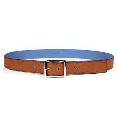 Ceinture en cuir artisanal pour homme Komodo. Made in France, de luxe. Couleur marron gold. Fabriquée en France.