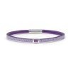 Bracelet en cuir artisanal Colibri avec un design classique et original. Couleur parme et argent. Accessoire de luxe fabriqué en France.