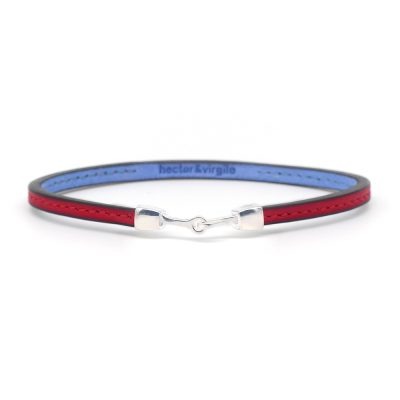 Bracelet en cuir artisanal pour homme Capucin couleur écarlate avec fermoir argent. Made in France, de luxe. Fabriqué en France.