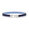 Bracelet en cuir artisanal pour homme Babouk 5 couleur bleu nuit avec fermoir argent. Made in France, de luxe. Fabriqué en France.