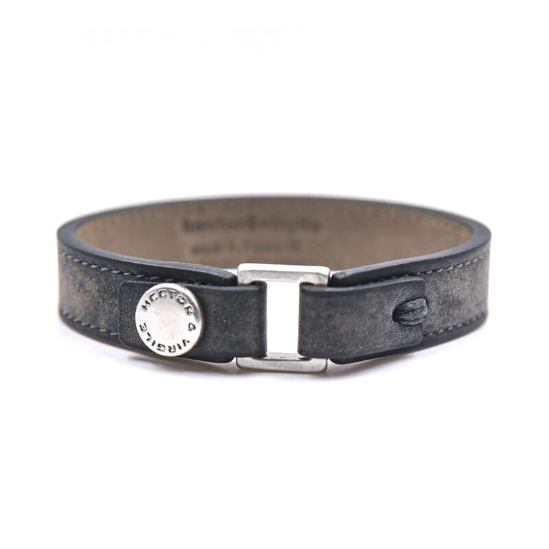 Bracelet en cuir artisanal pour homme Koudou avec un design à la fois classique et original. Made in France, de luxe. Couleur gris anthracite. Fabriquée en France.