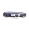 Bracelet en cuir artisanal pour homme Caracal 5 double couleur bronze avec fermoir argent. Made in France, de luxe. Fabriqué en France.