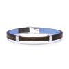Bracelet en cuir artisanal pour homme Butor 7 couleur bronze avec fermoir argent. Made in France, de luxe. Fabriqué en France.