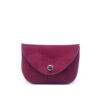 Portemonnaie Coulicou en cuir doux couleur violet lie de vin. Made in France, haut de gamme, artisanal. Fabriqué en France.