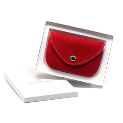 Portemonnaie Coulicou en cuir doux couleur rouge brique. Made in France, haut de gamme, artisanal. Fabriqué en France.