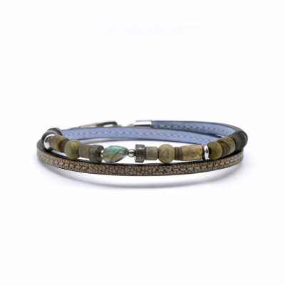 Bracelet double cuir et perles homme L'Urubu