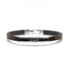 Bracelet en cuir artisanal argent et nacre pour homme Impala avec un design raffiné et élégant. Made in France, haut de gamme. Couleur marron bronze avec fermoir et pièce en argent massif 925. Fabriqué en France.